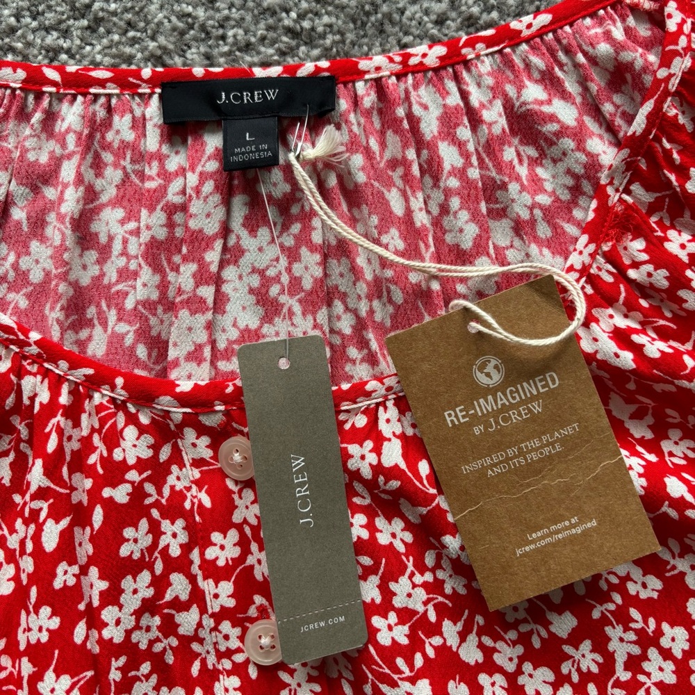 J. Crew Red Floral Peasant Top - Picture 4 of 8